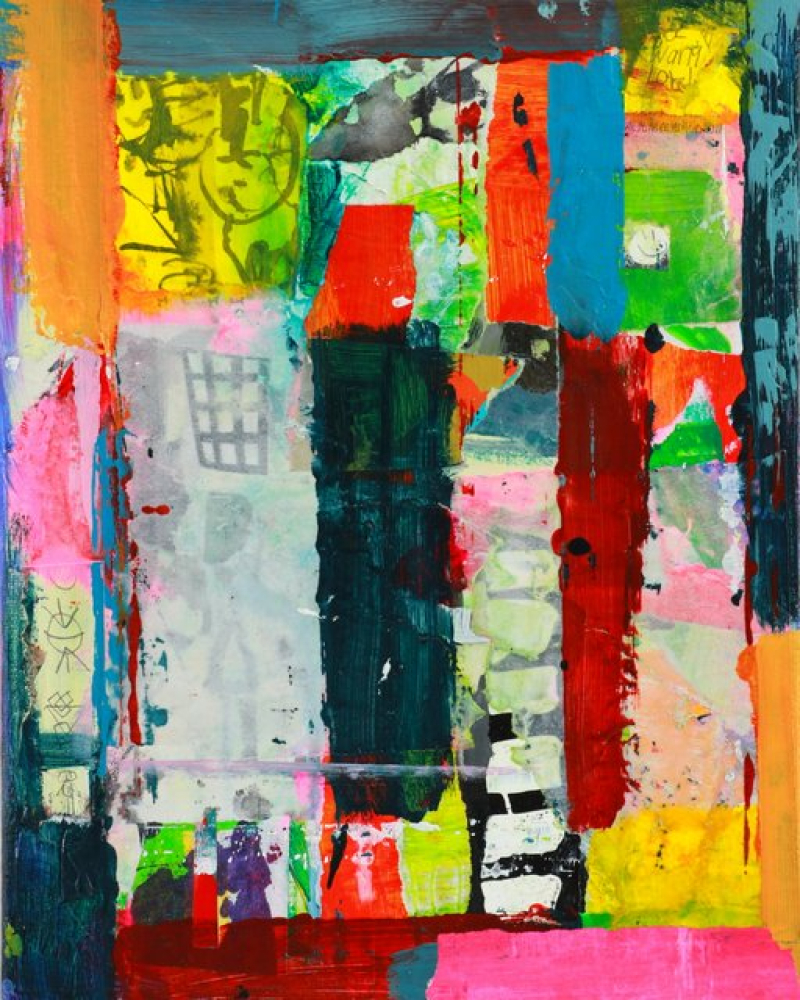mixed media collage 'innerlijke tevredenheid' 