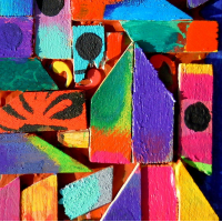 Collage kunstwerk 'Happy Hippie Home' VERKOCHT