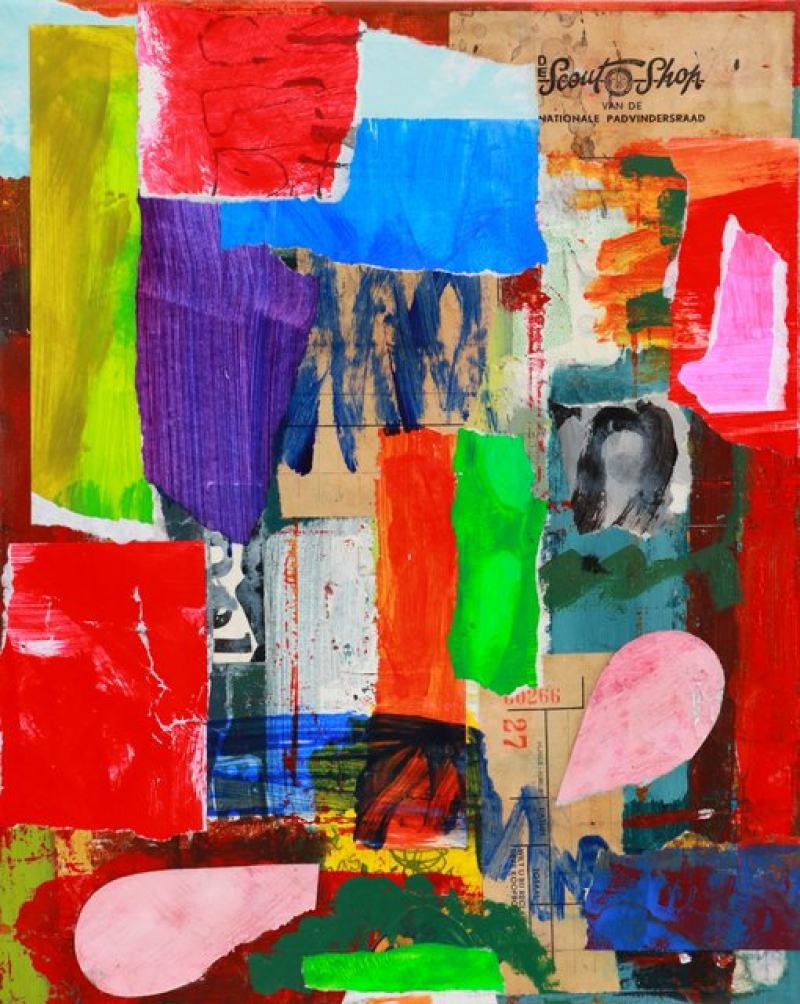 Collage abstract 'ontdekkingsreiziger' 