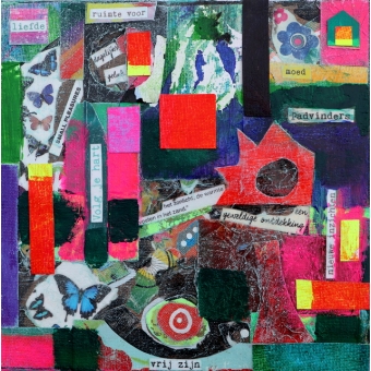 Collage kunstwerk 'Padvinders' VERKOCHT