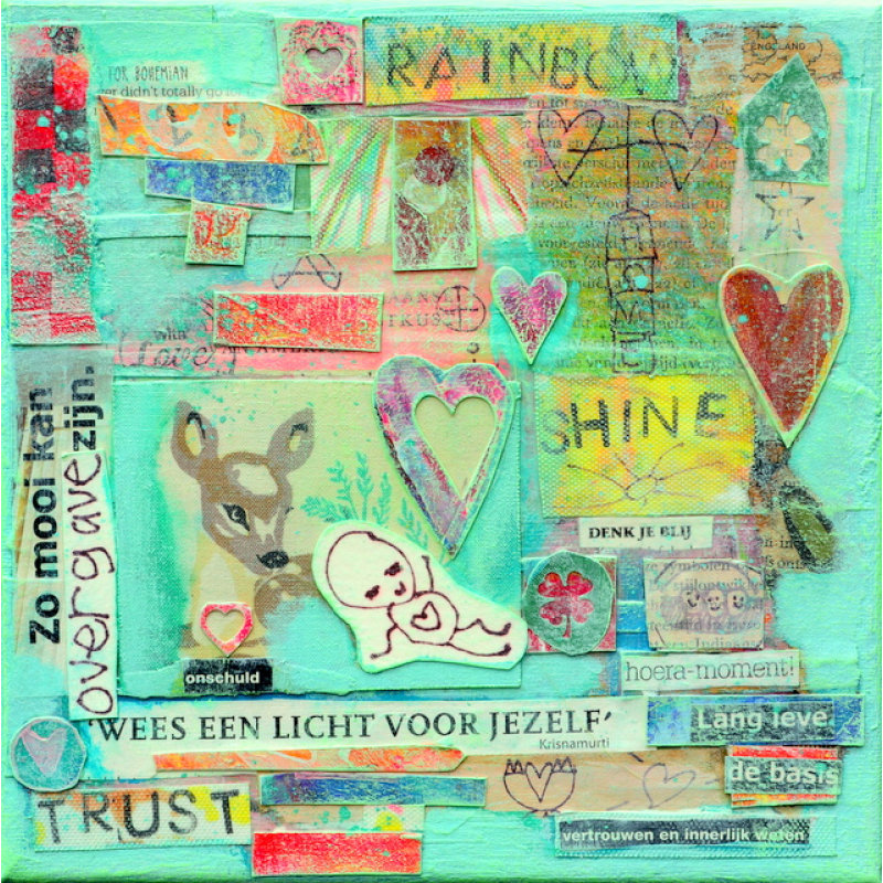 Collage kunstwerk 'Wees een licht voor jezelf' VERKOCHT