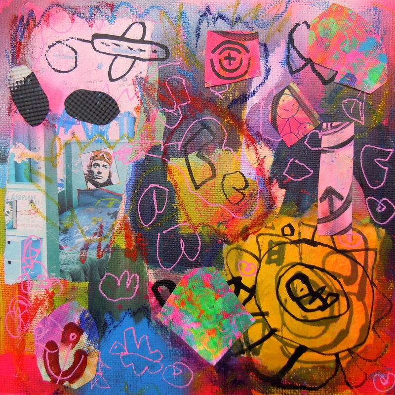 collage kunstwerk fly away