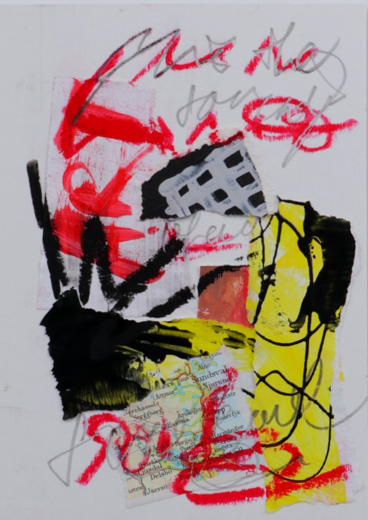klein abstract expressionistisch collage schilderij