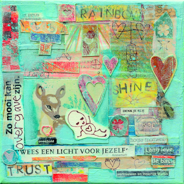 Collage kunstwerk wees een licht voor jezelf
