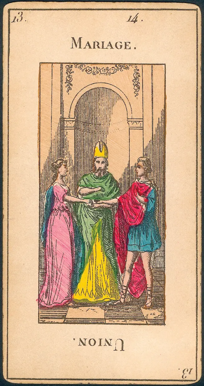 Tarotkaarten trekken - vintage tarotkaart de Geliefden