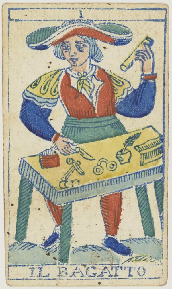 Tarotkaarten trekken - vintage tarotkaart de Magiër