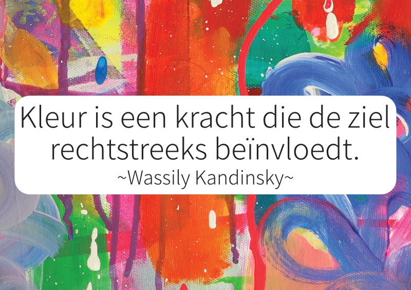 kunst quote Wassily Kandinsky - kleur is een kracht die de ziel rechtstreeks beïnvloedt op kleurrijke abstracte achtergrond